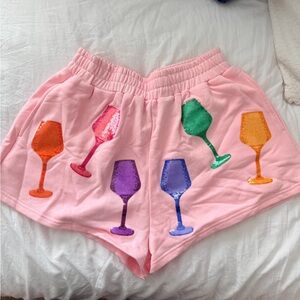 Queen of Sparkles Wine Glass Sequin Shorts